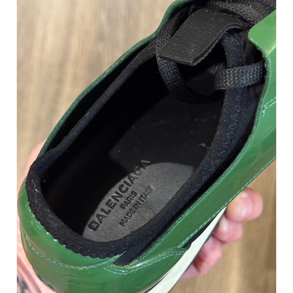 Balenciaga Race Runner Green Patent Leather Mesh Sneakers, Men's 40 - Picture 6 of 9